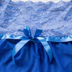 Blue Lace Top Halter Plus Size Babydoll