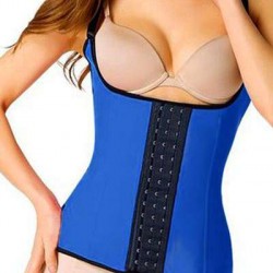 Blue 4 Steel Boned Latex Waist Trainer Vest