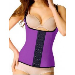 Purple 4 Steel Boned Latex Waist Trainer Vest