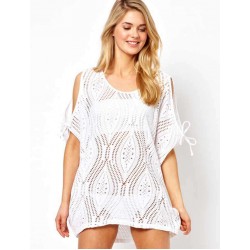 Lace Cut Out Shoulder Beach Cover Up