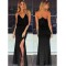 Black Gold Chain Halter Maxi Dress with T Back