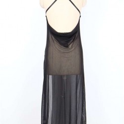 Black Sheer Cowl Back Gown