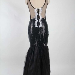 Sequins Appliqués Evening Dress with Mermaid Hem