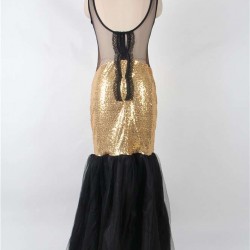 Sequins Appliqués Evening Dress with Mermaid Hem