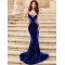 Dark Blue Strap Floor-length Evening Dress