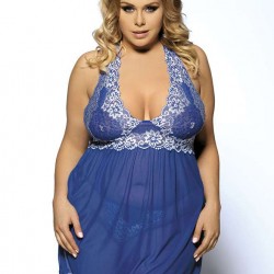 Blue Floral Halter Plus Size Babydoll Blue Floral Halter Plus Size Babydoll