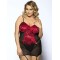 Red Front Plus Size Black Croch Back Lingerie