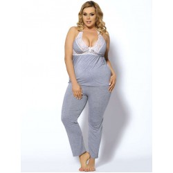 Grey Plus Size Lingerie With Halter Top & Lace Trim Grey Plus Size Lingerie With Halter Top & Lace Trim