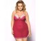 Red Plus Size Halter Open Back Mesh Babydoll
