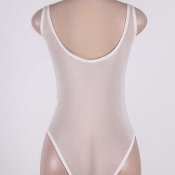 White Floral Embroidered Sheer Mesh Teddy