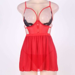 Elegant Red Open Back Babydoll