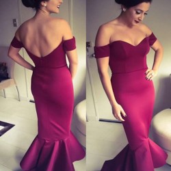 Dull-red Fishtail Long Dress