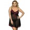 Black Plus Size Transparent Babydoll With Red Ribbon