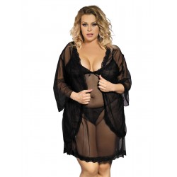 Black 3 pcs Plus Size Transparent Babydoll Set Black 3 pcs Plus Size Transparent Babydoll Set