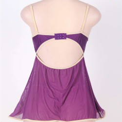 Purple Stylish Plus Size Floral Cup Babydoll Dress