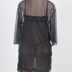 Black 3 pcs Plus Size Transparent Babydoll Set Black 3 pcs Plus Size Transparent Babydoll Set