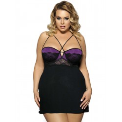 Plus Size Purple Lace Stitching Halter Babydoll Plus Size Purple Lace Stitching Halter Babydoll
