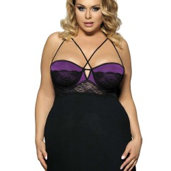 Plus Size Purple Lace Stitching Halter Babydoll Plus Size Purple Lace Stitching Halter Babydoll