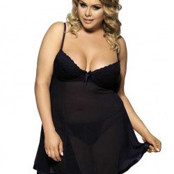 Black Plus Size Comfy Transparent Lingerie