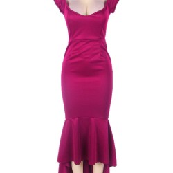 Dull-red Fishtail Long Dress