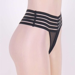 Black Hollow Out Tall Waist Pants