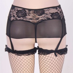 Sexy Lace Mesh Garters Suspenders Fit for Stockings With G-String
