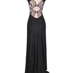 Elegant Square Collar Embroidered Formal Dress