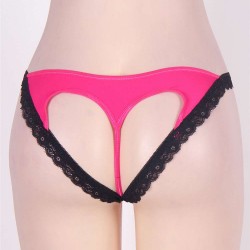 Heartbreaker Lace Trimmed Open Back Pink Panty