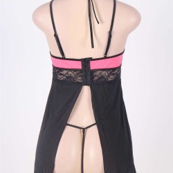 Plus Size pink lace stitching halter babydoll Plus Size pink lace stitching halter babydoll