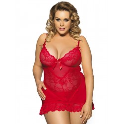 Bright Red Sexy Plus Size Floral Lace Babydoll Bright Red Sexy Plus Size Floral Lace Babydoll