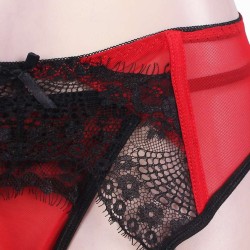 Red Sexy Transparent Lace Garter Panty