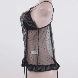 Black Plus Size Floral See-Through Babydoll Black Plus Size Floral See-Through Babydoll