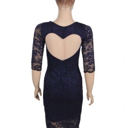 Sweet Heart Dark Blue Slim Fashion Dress