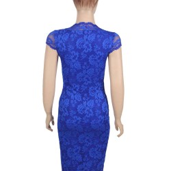 Elegant Blue Half Sleeve Slim Fashion Dress
