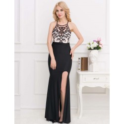 Black Embroidery Halter Evening Gown Black Embroidery Halter Evening Gown