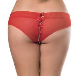 Plus Size Sexy Holiday Peek A Boo Back Mesh Crotchless Valentines Panty