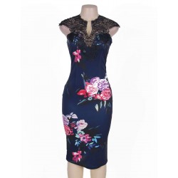 Elegant V-neck Print Bodycon Dress Elegant V-neck Print Bodycon Dress