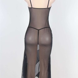 Plus size Black Lace Transparent Long Dress Plus size Black Lace Transparent Long Dress