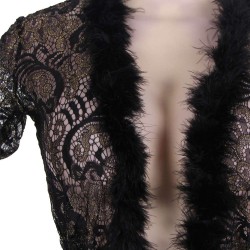 Black Long Lingerie With Furry Black Long Lingerie With Furry