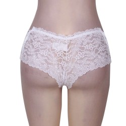 White Plus Size Sexy High Waist Floral Lace Panty