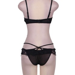Temptation 2pcs Black Lace Bralette Lingerie Set