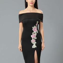 Black Print Bodycon Dress