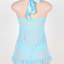 Light Blue Bow Fly-away Halter Babydoll