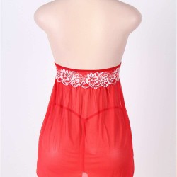 Red Lace stitching Halter Open Back Sleepwear  Red Lace stitching Halter Open Back Sleepwear