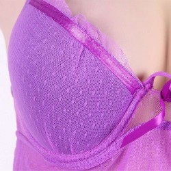 Sexy Bright Purple Sheer Mesh Babydoll