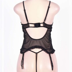 Black Sexy Lace Plus Size Teddy With Handcuffs 