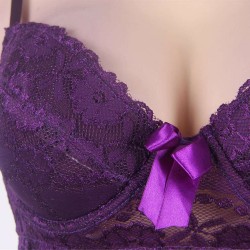 Purple Transparent Lace Top Plus Size Babydoll