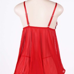 Red Sheer Lace Open Back Sexy Babydoll