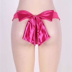 Plus Size Mesh Big Bow Ruffled Thong