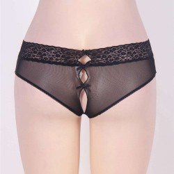 Plus Size Sexy Holiday Peek A Boo Back Mesh Crotchless Valentines Panty